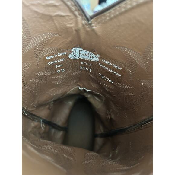 Justin 2551 Men's Stampede Western Cowboy Boots with Round Toe Brown Size 9D - Picture 4 of 5